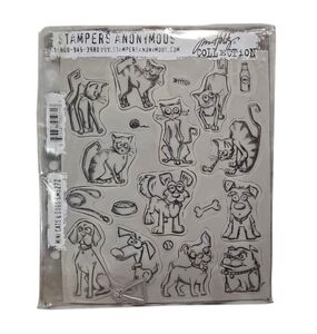 Tim Holtz Sizzix Mini Crazy Cats & Dogs Stamps And Die Cuts